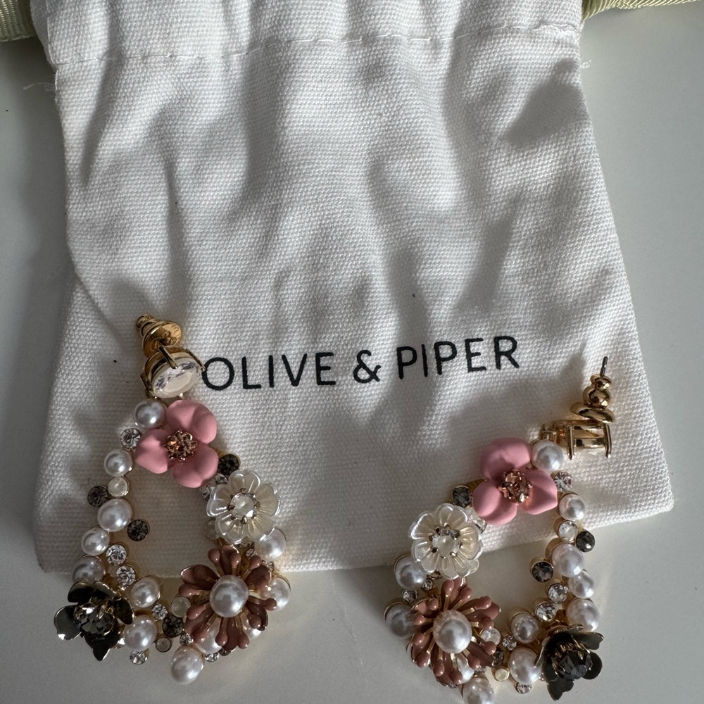 Olive & Piper Pink and Gold Floral Earrings